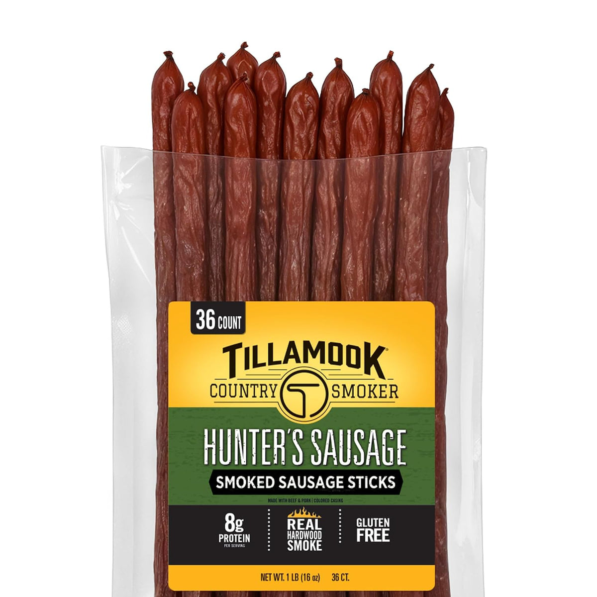 Tillamook Country Smoker Hunter's Sausage Smoked Sausage, 16 Oz, 36 Ct, Bulk Pack