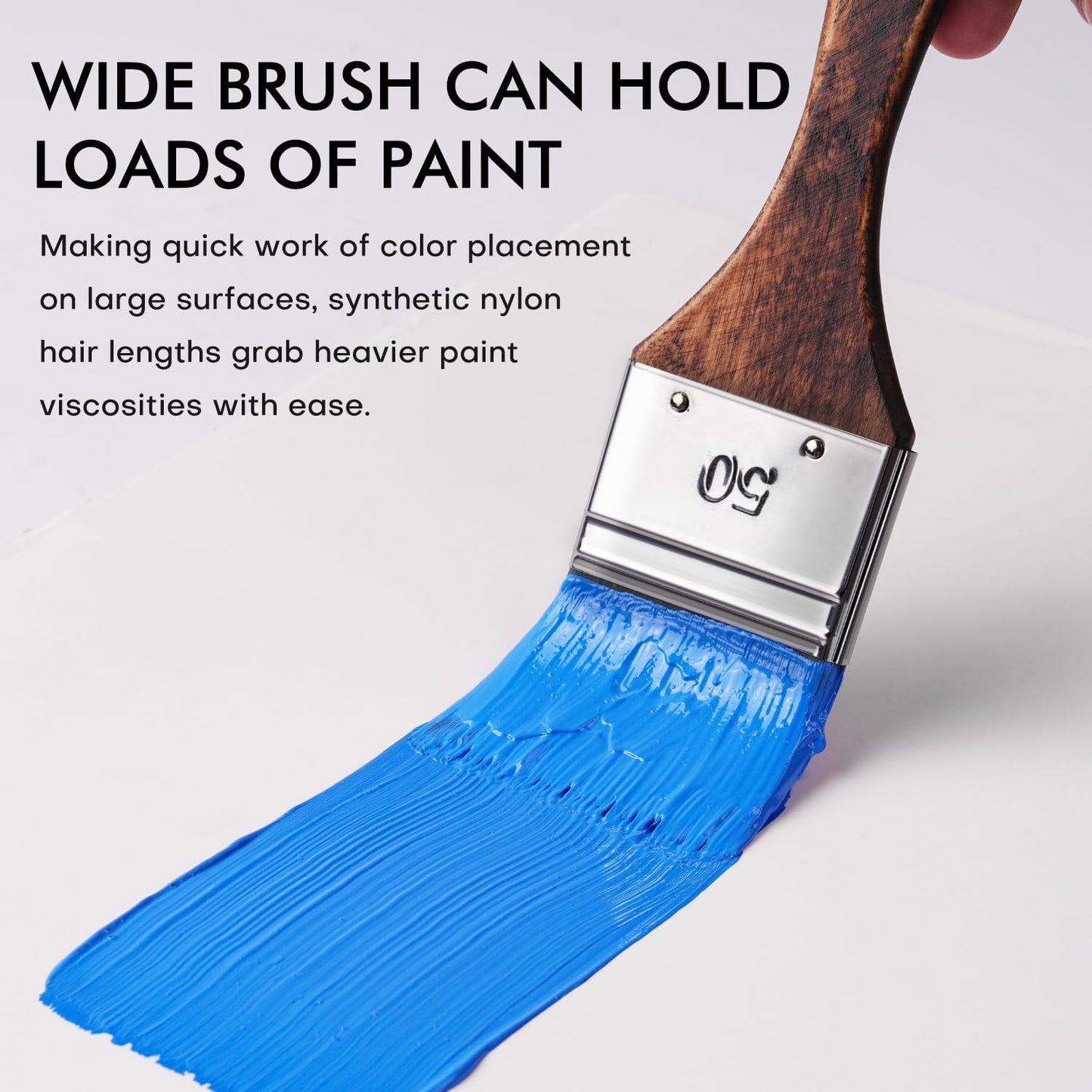 25pcs Paint Brush Set, Fuumuui Acrylic Paint Brushes, Professional Artist Series with Wide Flat, Filbert, Fan, Dagger, Cat Tongue, Round, Angle, Rigger for Oil, Acrylic Canvas Paintings, Face Painting