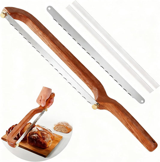 Uprichya Bread Knife for Homemade Bread Sourdough, Serrated Bread Slicer & Bread Bow Knife with Ergonomic Grip for Easy, Clean & Even Slicing
