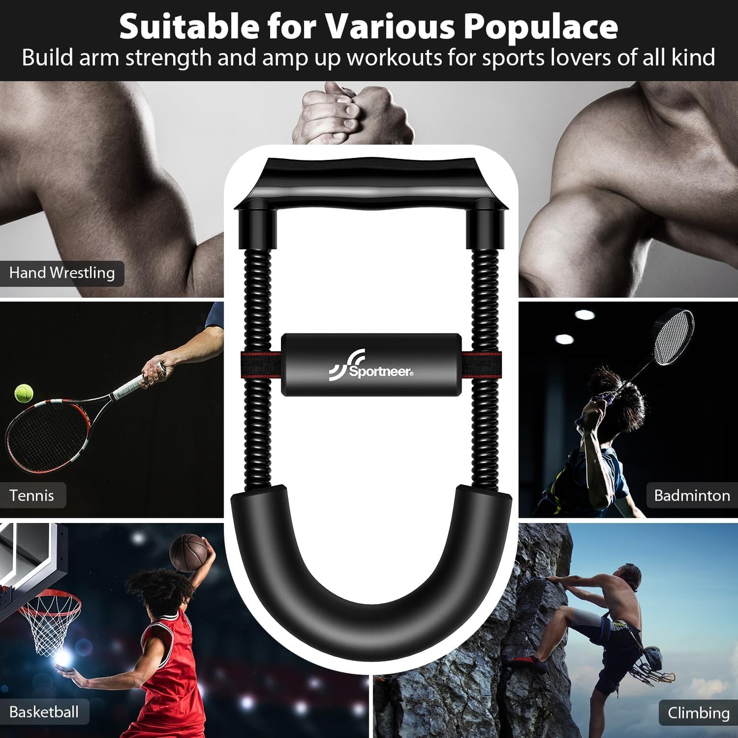 Sportneer Forearm Strengthener - Adjustable Wrist Exerciser for Improved Grip Strength