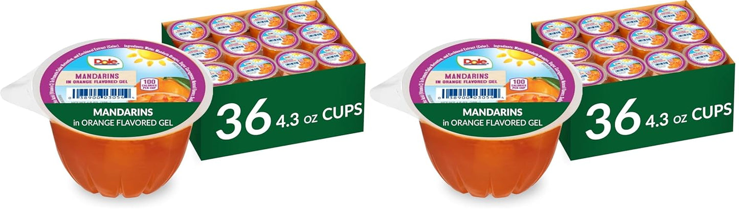 Dole Mandarin Oranges in 100% Juice Snacks, 4oz 12 Cups, Gluten & Dairy Free, Bulk Lunch