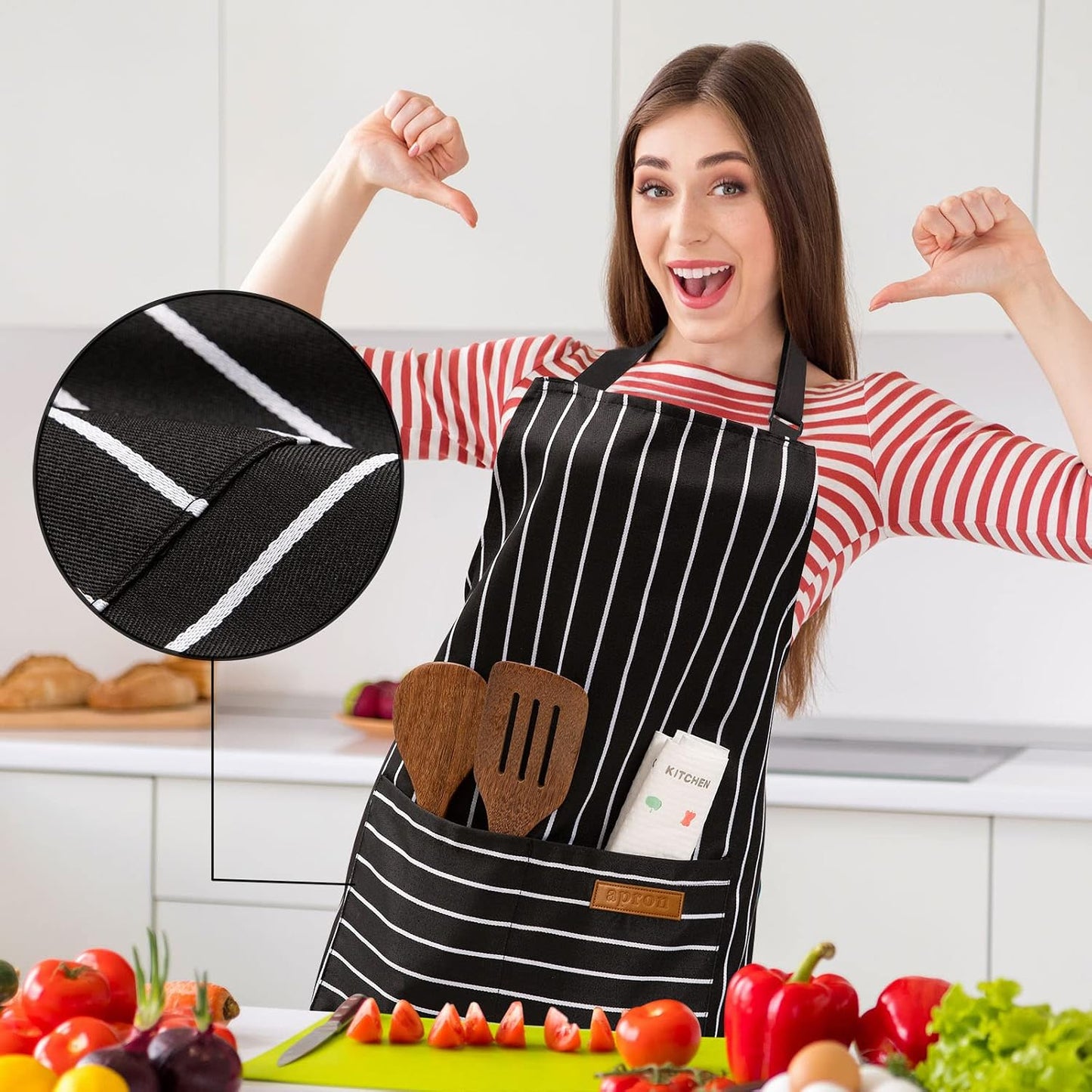 BeLuyi 2 Pack Adjustable Bib Apron with 2 Pockets Chef Cooking Kitchen Restaurant Aprons for Women Men