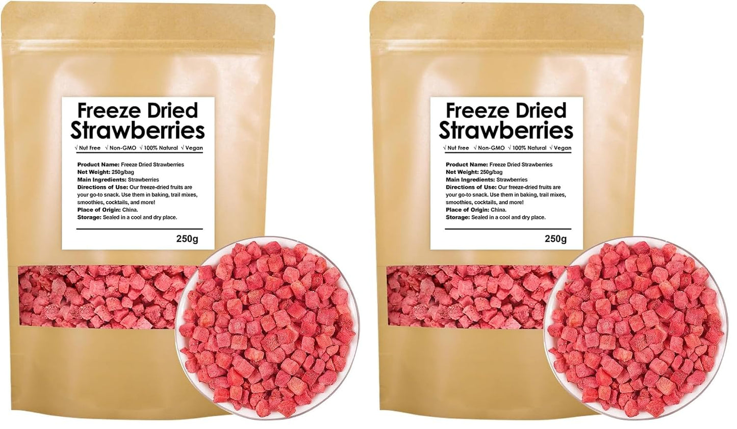 Freeze Dried Strawberries Pieces 8.8 Oz/250g, 100% Natural, No Additives, No Sugar