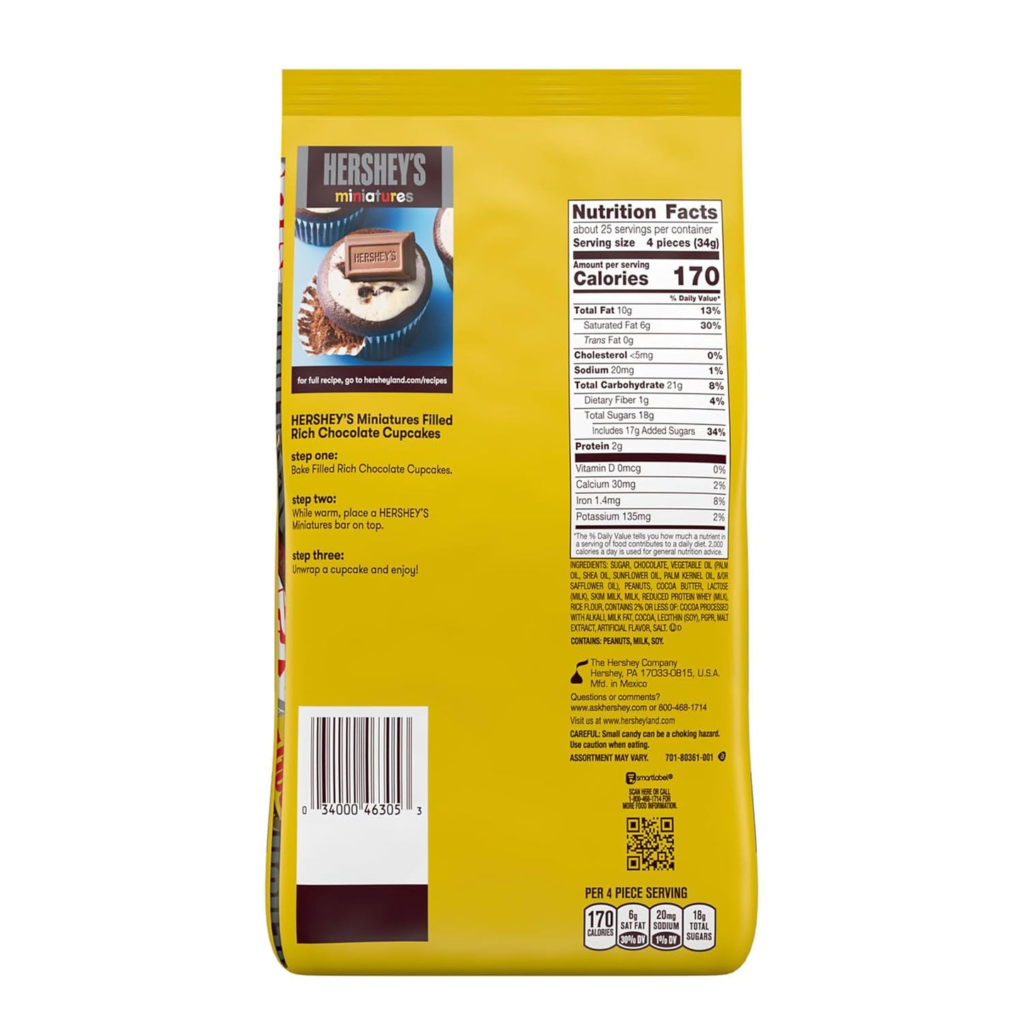 HERSHEY'S Miniatures Assorted Chocolate Candy Party Pack, 30 oz