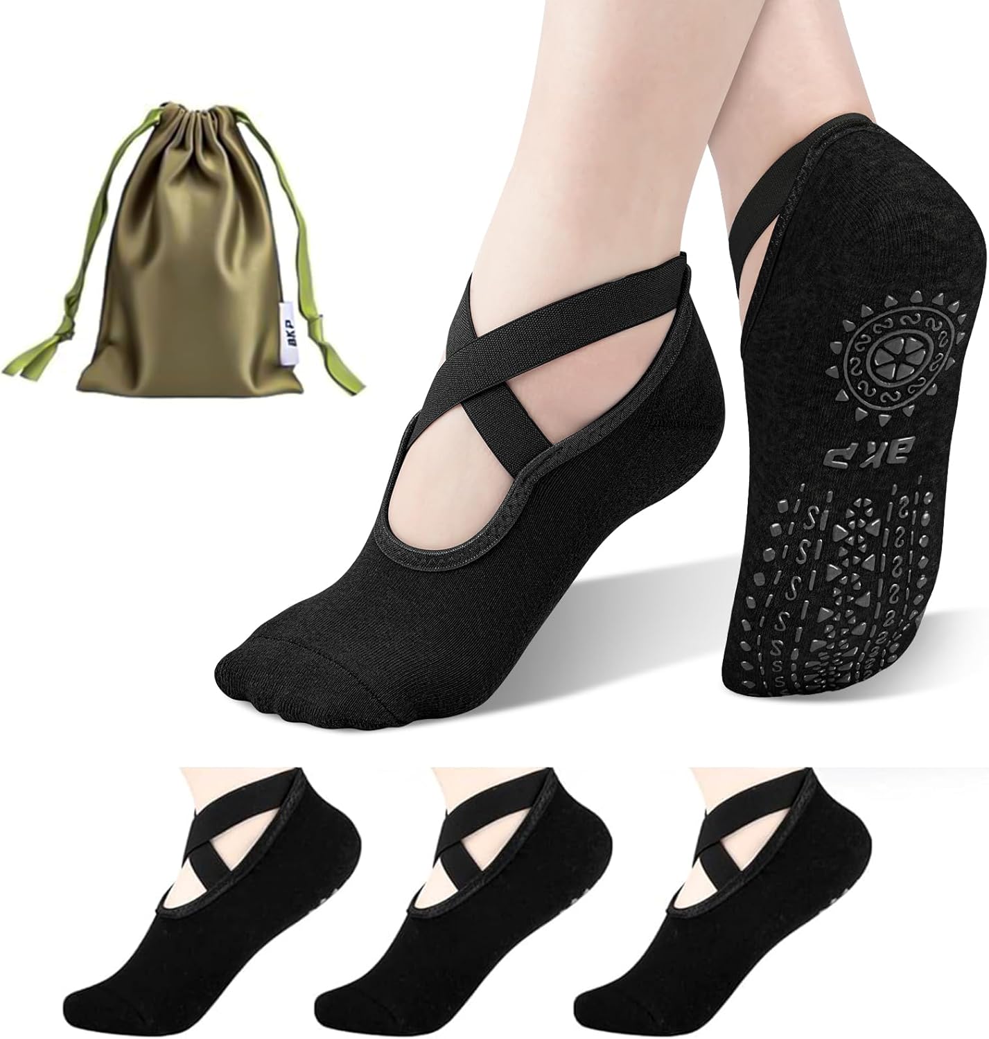 BKP Yoga Socks for Women - Non Slip Grip Socks for Ballet, Pilates