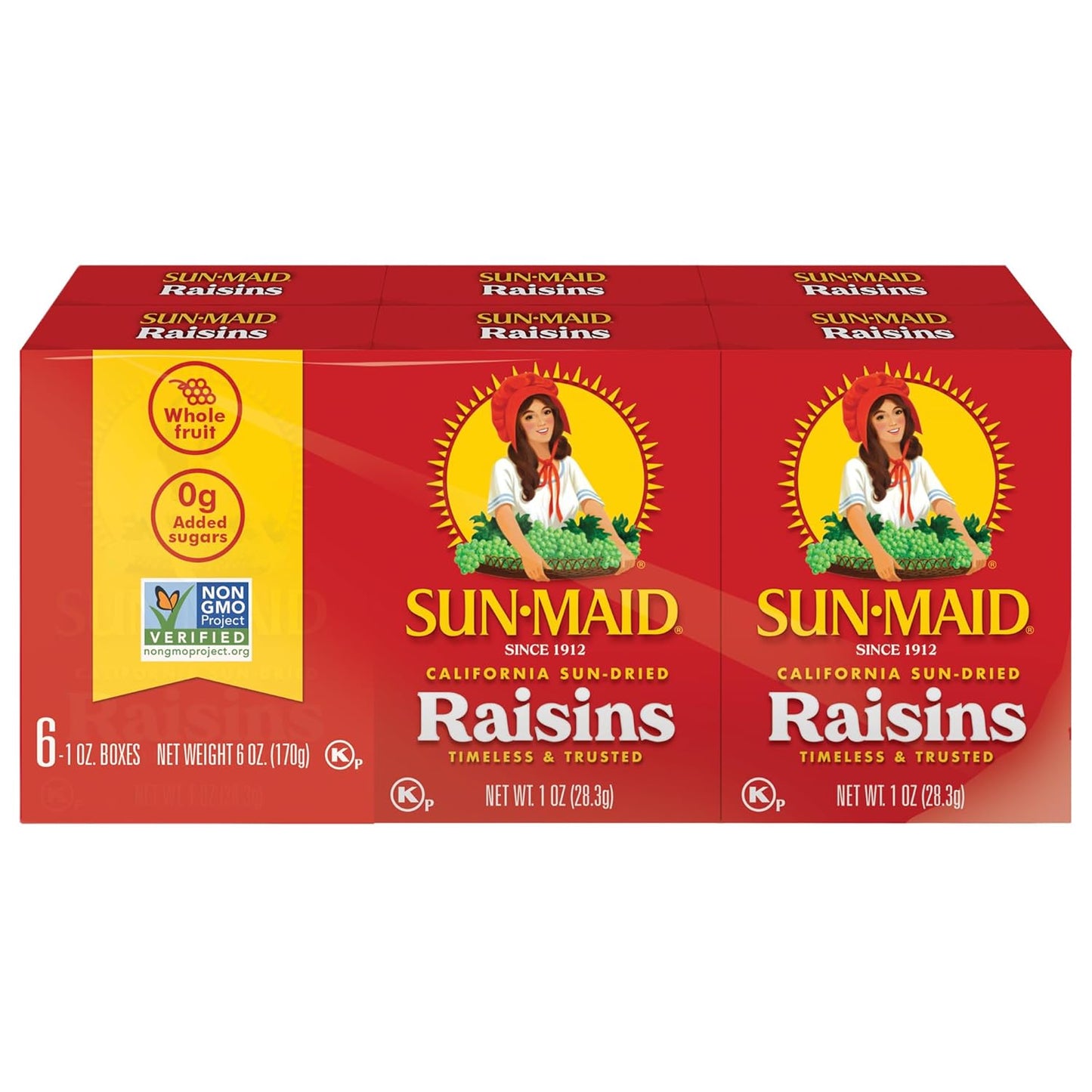 Sun-Maid 13 oz Resealable California Sun-Dried Raisins for Healthy Snacks and School Lunches, Non-GMO and No Added Sugar