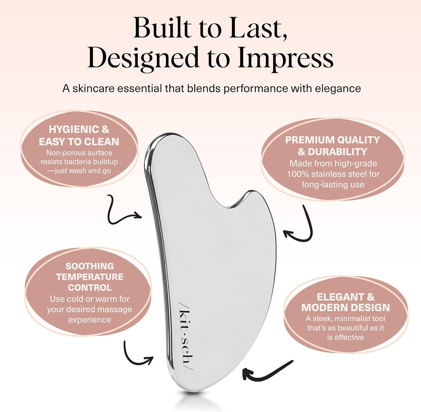 Kitsch Stainless Steel Gua Sha Facial Tool - Face Sculpting, Jawline Shaper, Lymphatic Drainage