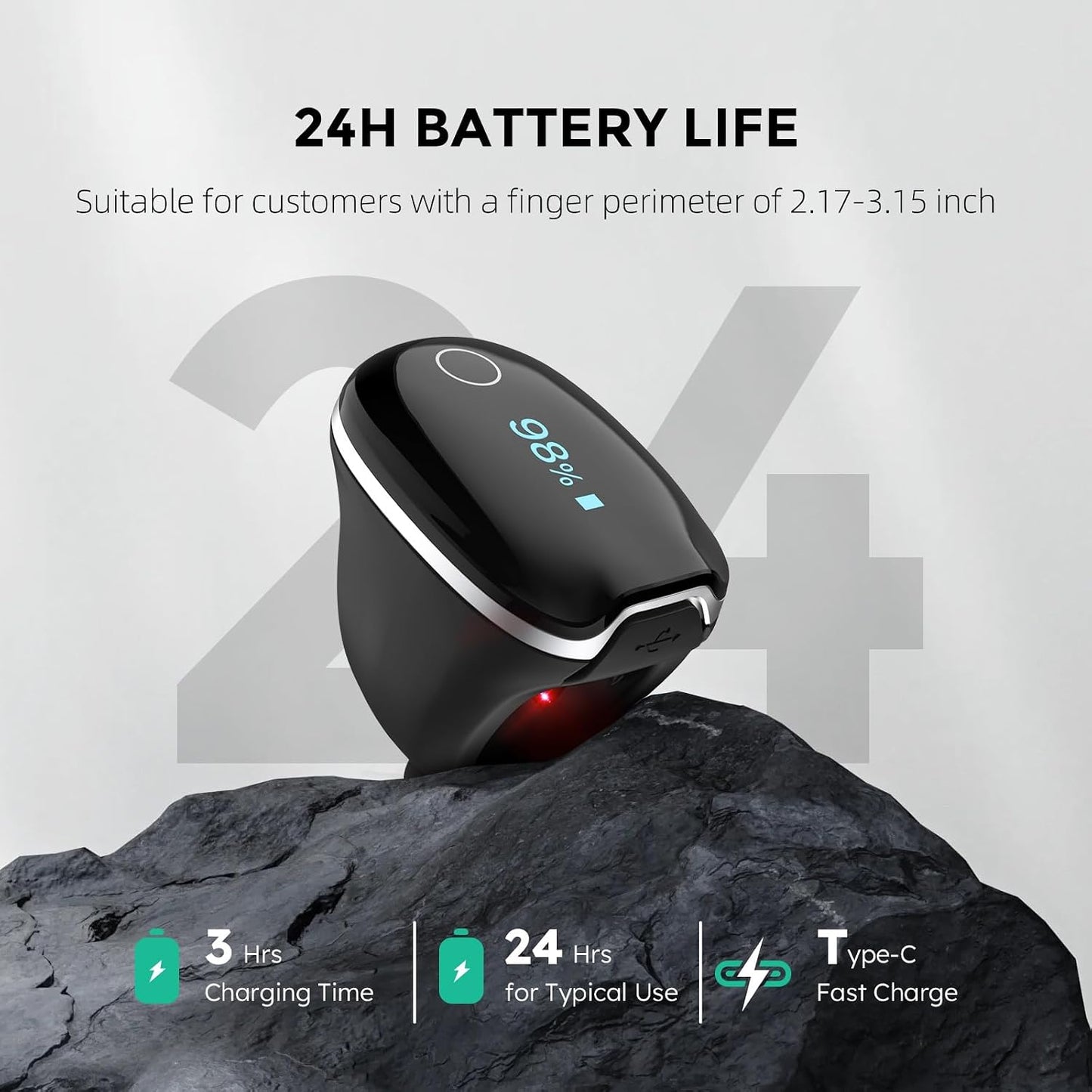 Wellue O2Ring-S Oxygen Monitor with Bluetooth Pulse Oximeter