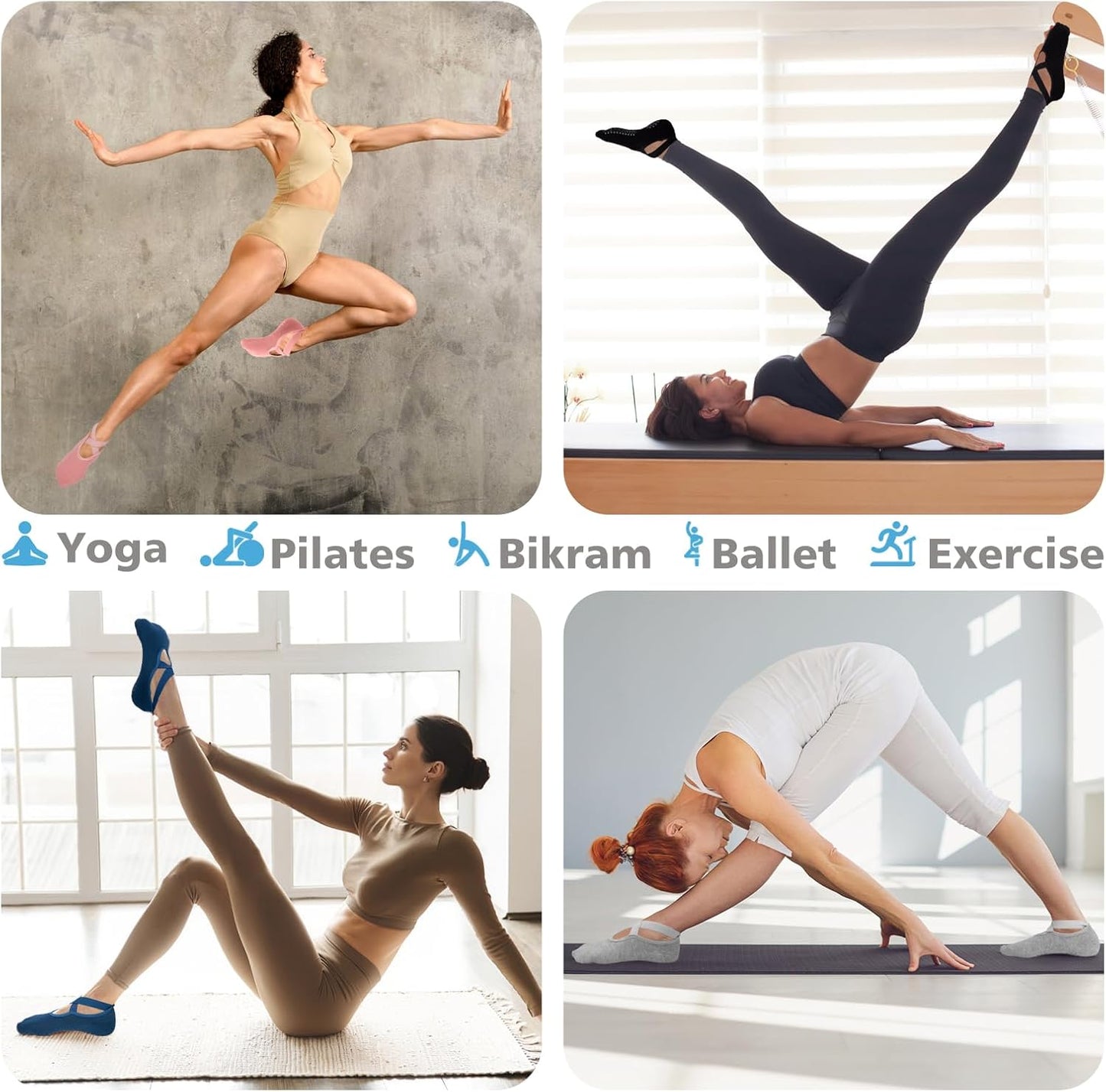 BKP Yoga Socks for Women - Non Slip Grip Socks for Ballet, Pilates