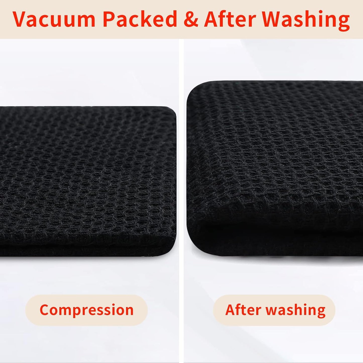 Homaxy 100% Cotton Waffle Weave Kitchen Dish Cloths 6-Pack, Black | 12 x 12 Inches, Ultra Soft Absorbent Dish Towels, Quick Drying Dish Rags with Hanging Loop