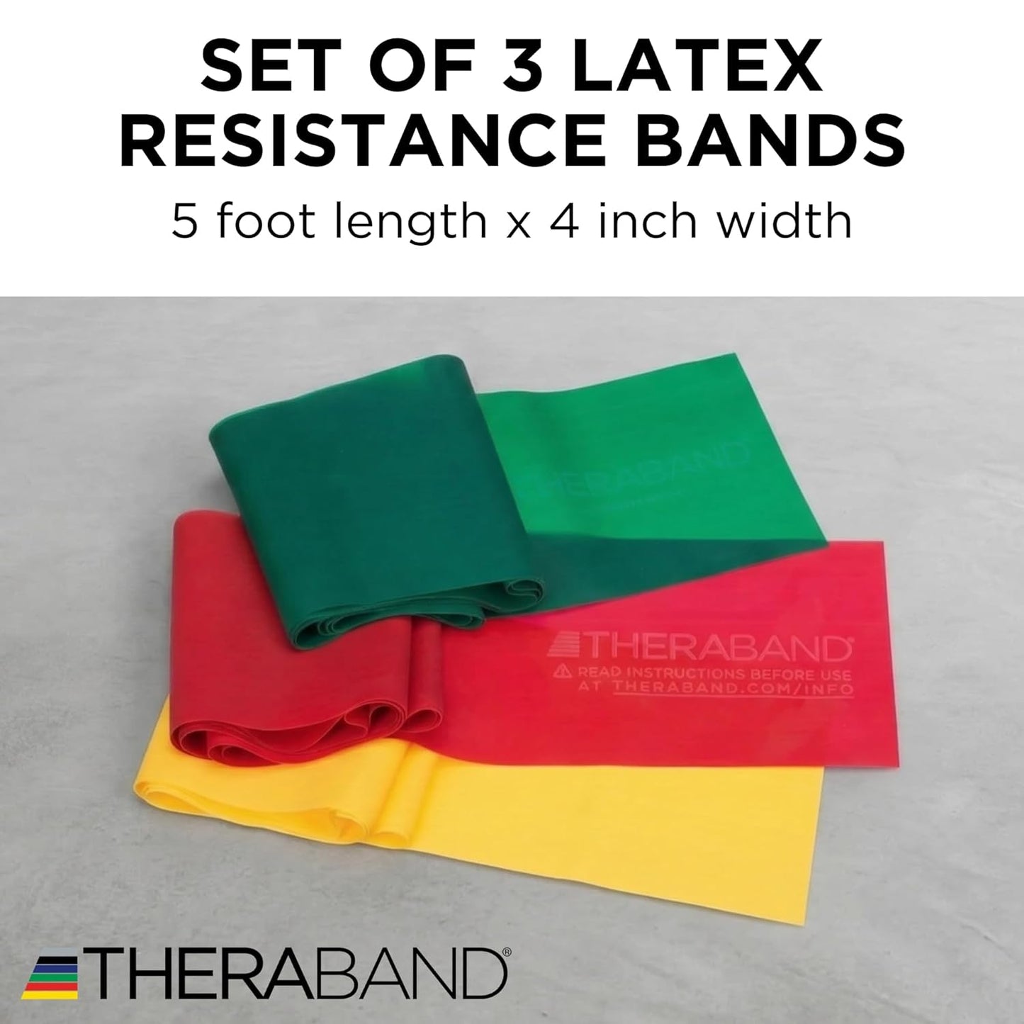 THERABAND Resistance Bands Set, Beginner Kit, Latex Elastic Bands for Exercise