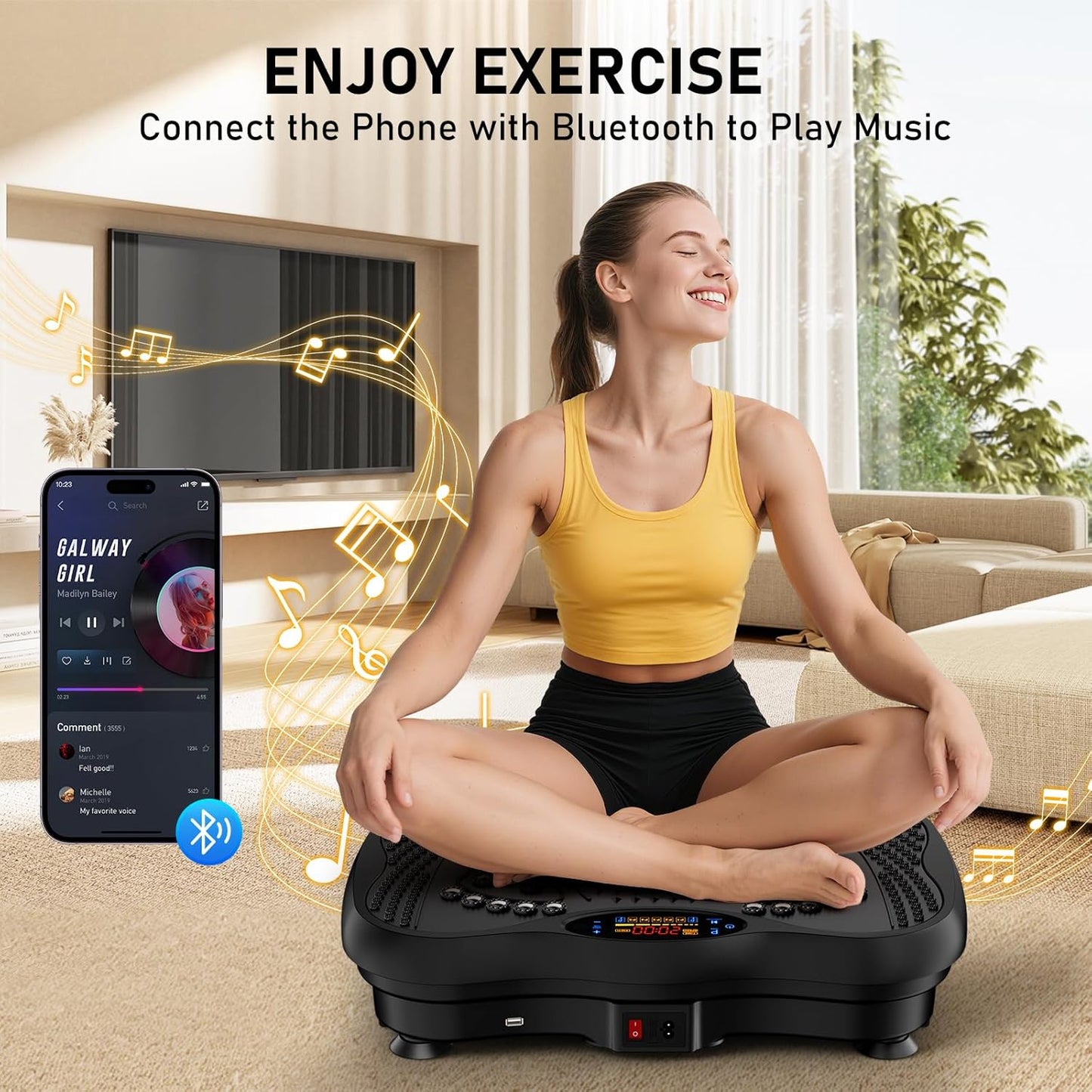 GLYLF Vibration Plate Exercise Machine, 130 Levels, 450 Lbs