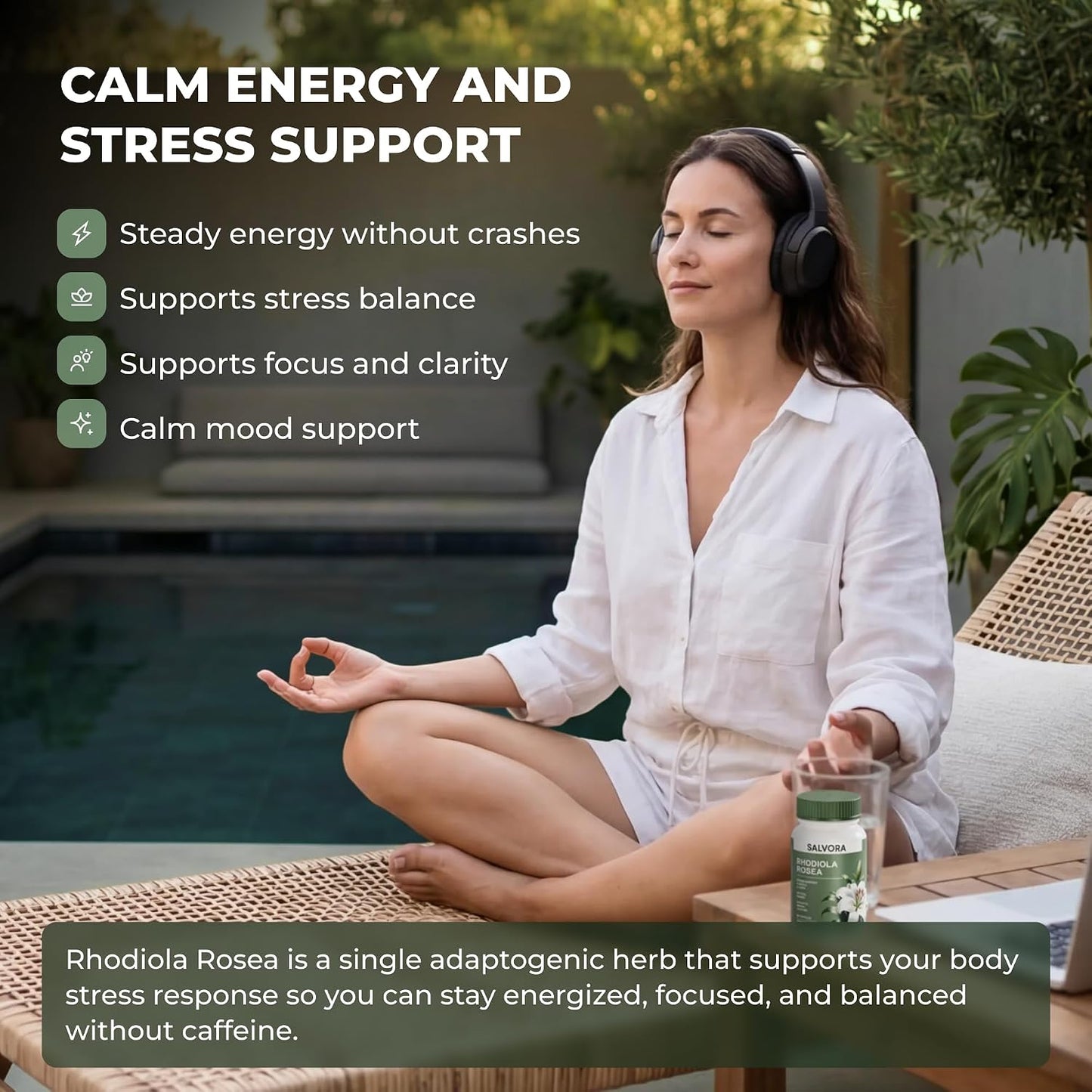 Rhodiola Rosea Supplement – Golden Root Adaptogen Capsules - Rhodiola Rosea Extract Powder Alternative with Salidroside for Stress Support - Energy, Focus & Performance