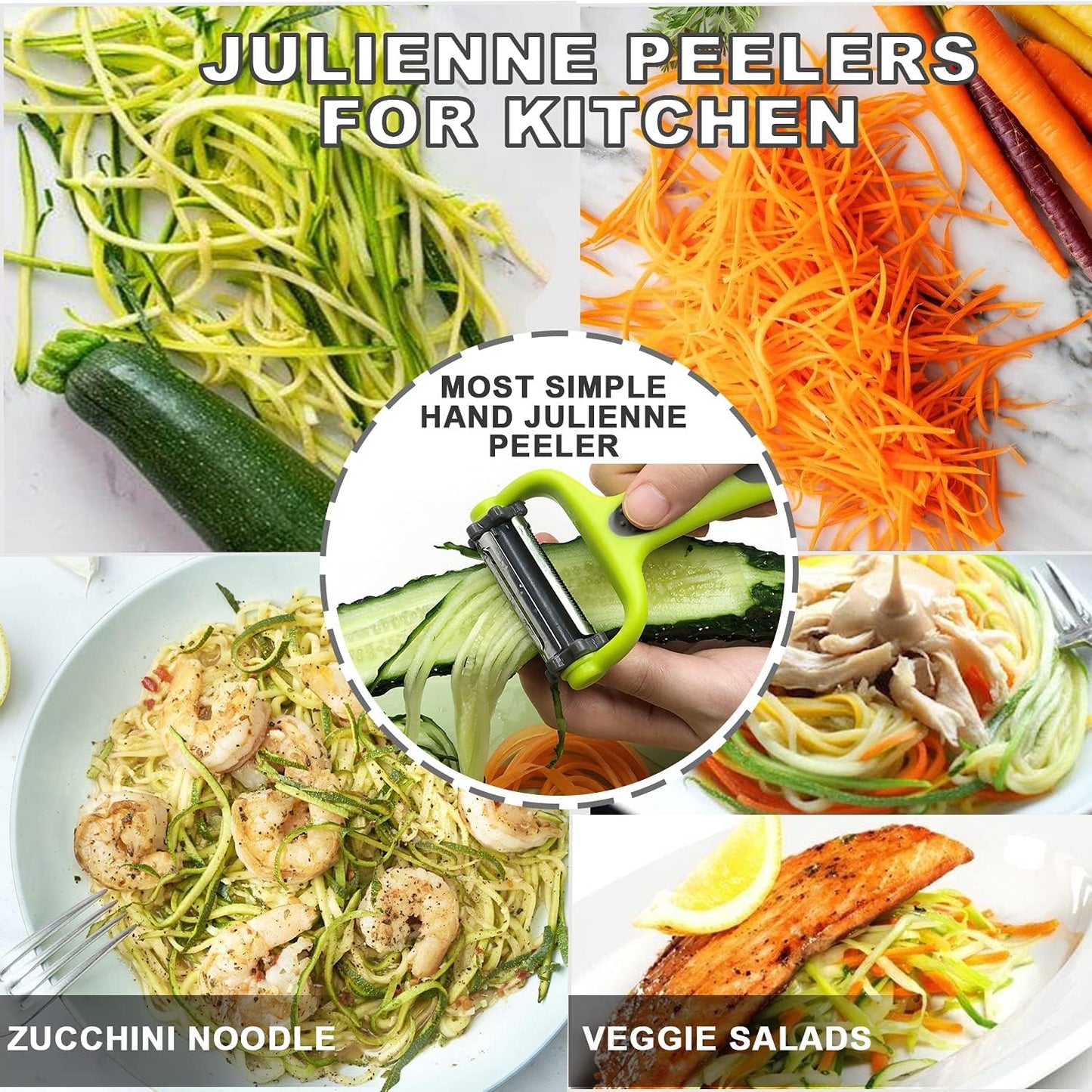GANNK Potato Apple Vegetable Peelers for Kitchen, I and Y Peelers for Fruit Veggie Potatoes Carrot Cucumber, 3 in 1 Blade Spin Design With Julienne Multifunctional