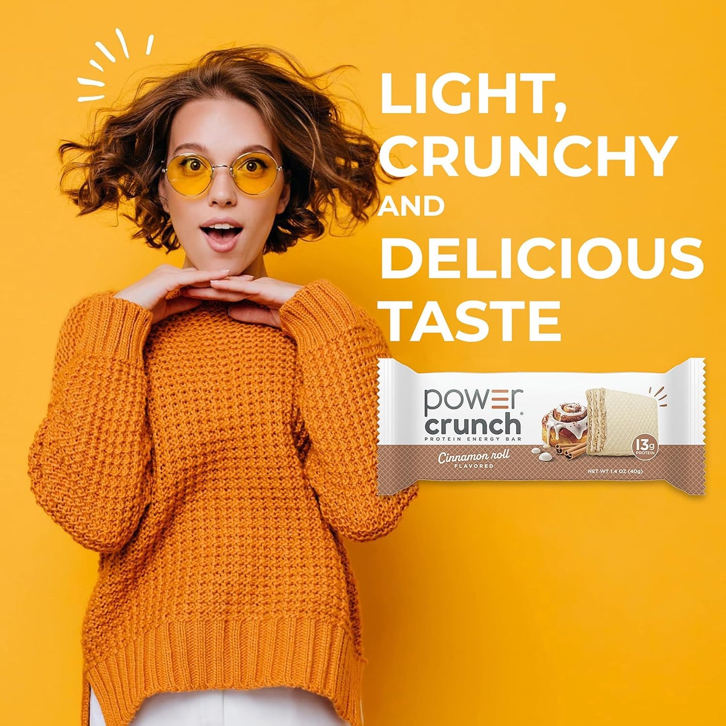 Power Crunch Protein Energy Wafer Bars, Cinnamon Roll, 1.4 Ounce, 12 Count