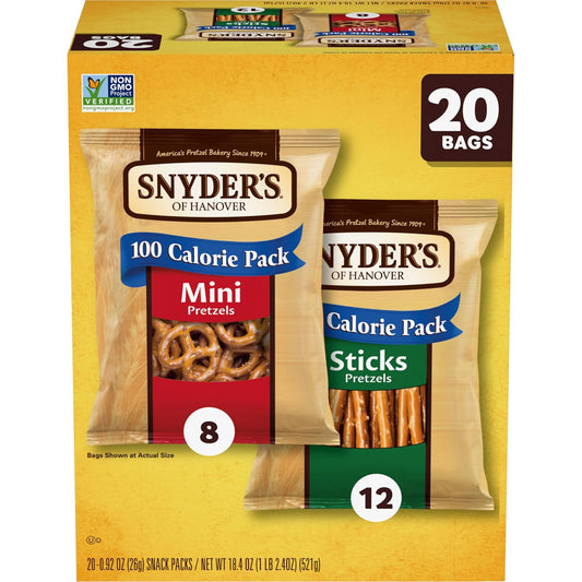 Snyder's of Hanover Variety Pack Pretzels, 20 Count, 0.92 Oz, Non-GMO