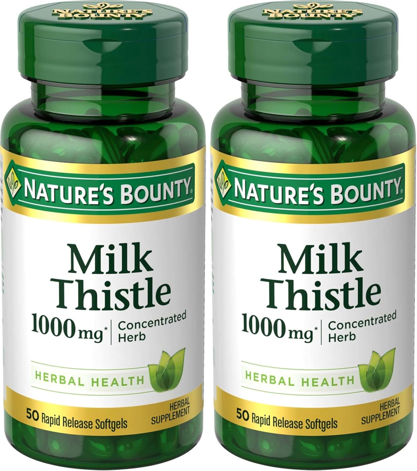Nature's Bounty Milk Thistle 1000mg, Herbal Health Supplement, Daily Supplement, Gluten Free, Rapid Release Softgels, 50 Ct