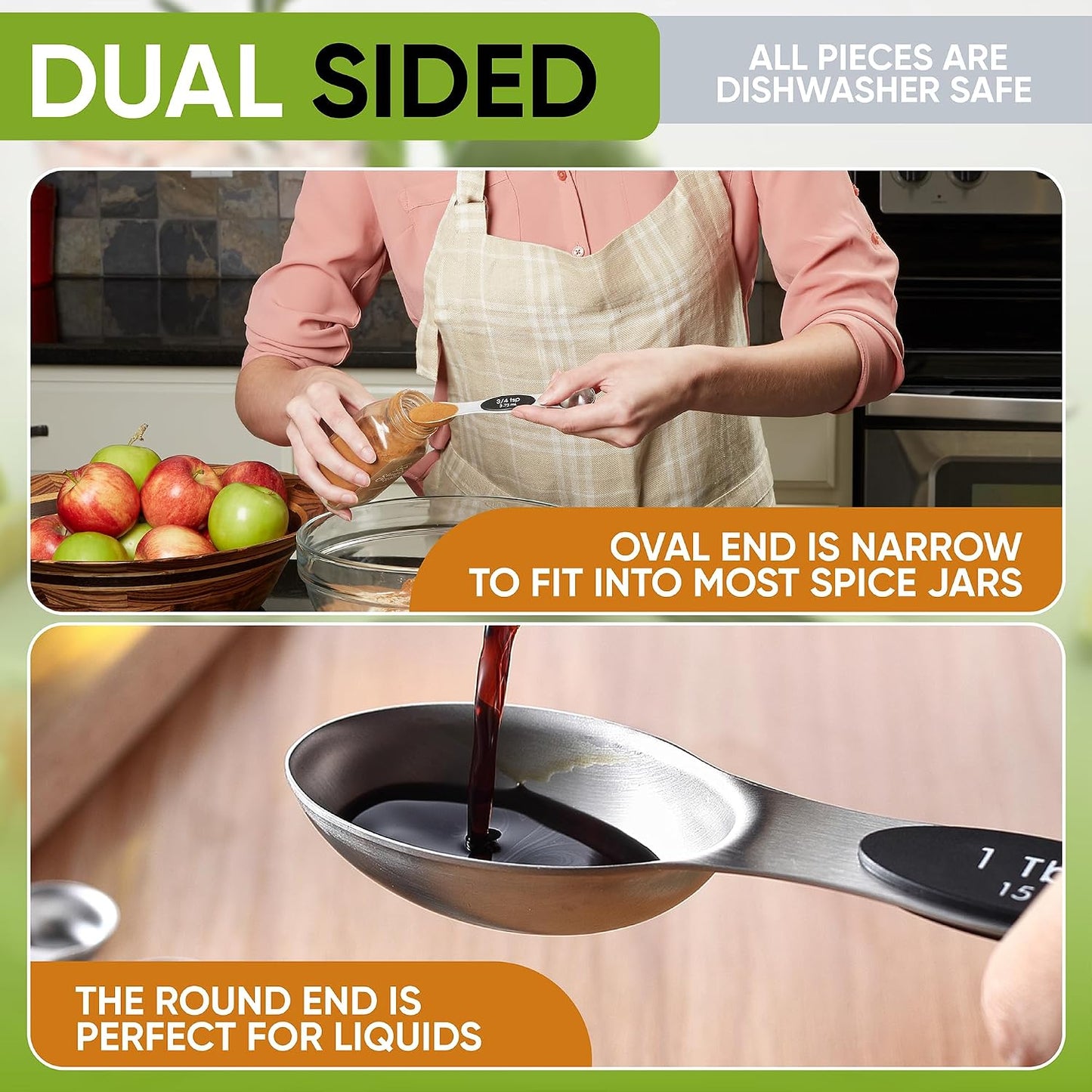 Spring Chef Magnetic Measuring Cups & Spoons Set of 15, Patented, Black | Stackable Stainless Steel Measuring Cups & Heavy Duty Metal Measuring Spoons with Levelers for Dry & Liquid Ingredients