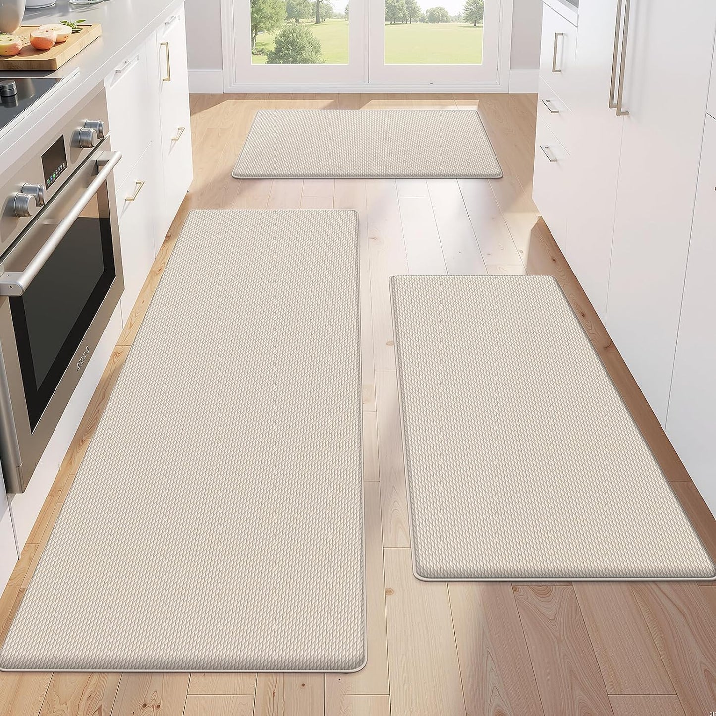 KitchenClouds Kitchen Mats for Floor,3PCS Kitchen Rugs,Non Slip Anti Fatigue Mats for Floor,Waterproof Kitchen Sink Mat,Cushioned Standing and Comfort Mats for Office,Black