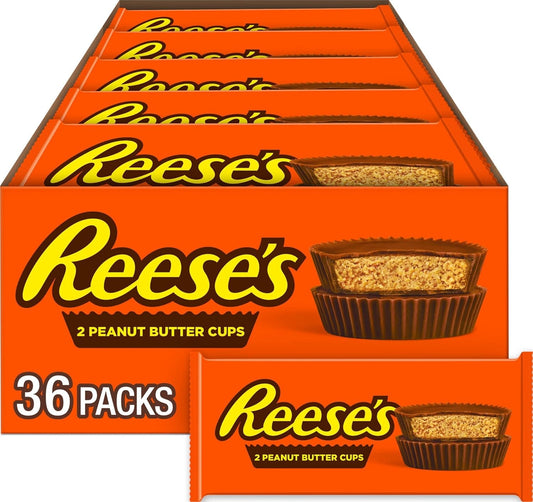 REESE'S Milk Chocolate Peanut Butter Cups, Candy Packs, 1.5 oz (36 Count)