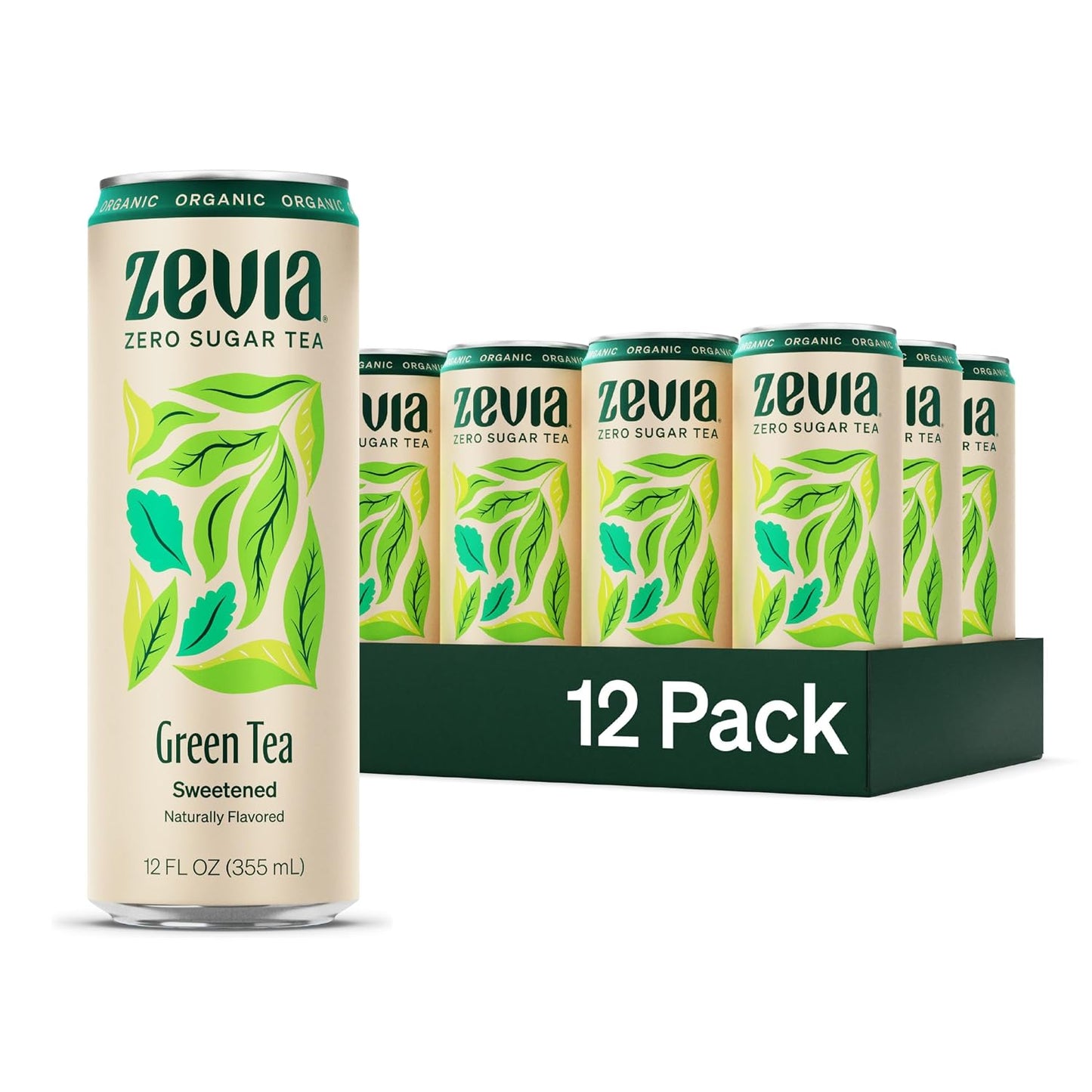 Zevia Zero Sugar Tea, Hibiscus Tea with Passionfruit, 12 oz Cans, 12-Pack, Naturally Sweetened, Zero Calorie, Non-GMO, Gluten-Free, Vegan