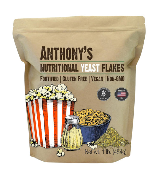 Anthony's Premium Fortified Nutritional Yeast Flakes 1 lb Gluten Free Non GMO Vegan