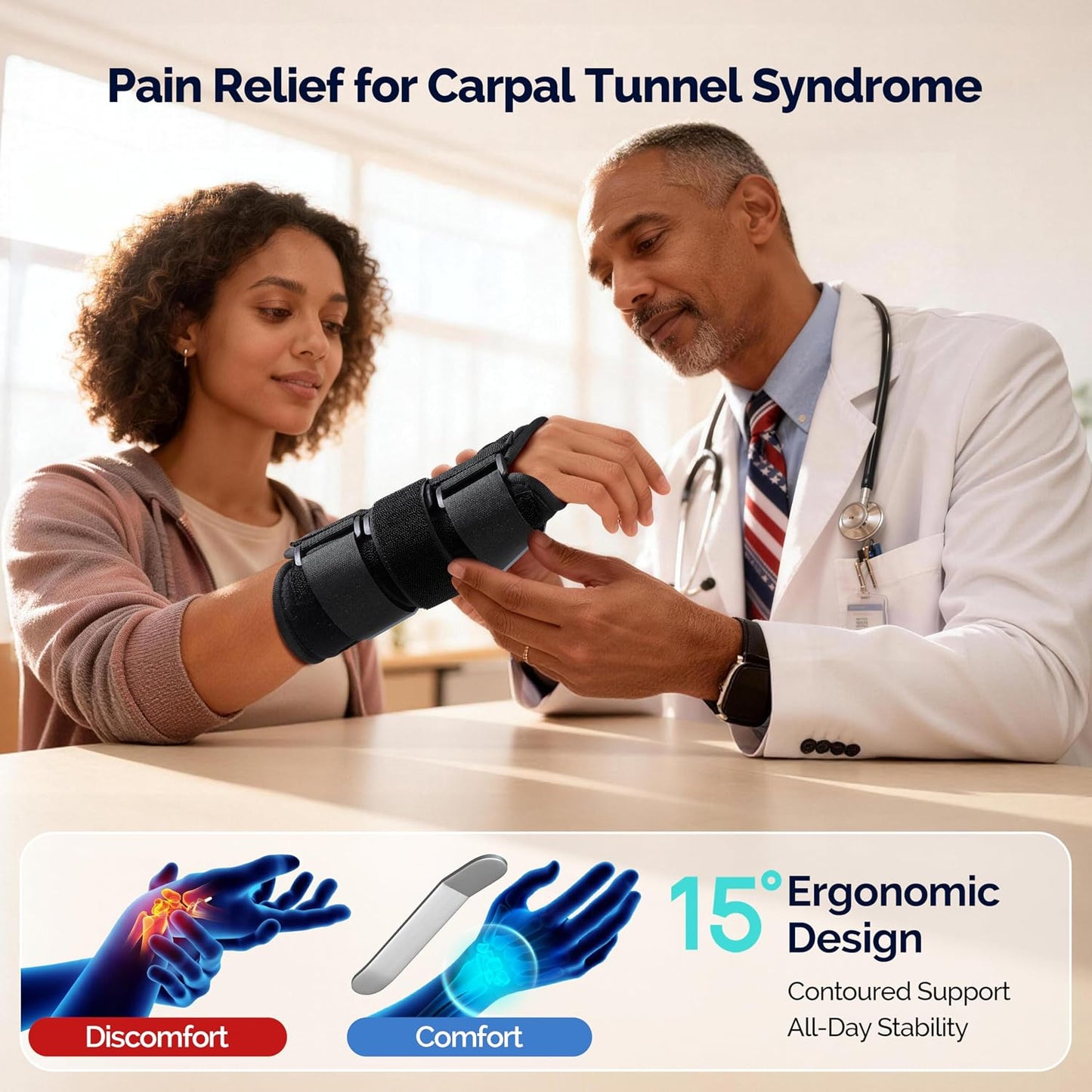 Featol Carpal Tunnel Wrist Brace Night Support 2 Pack for Pain Relief