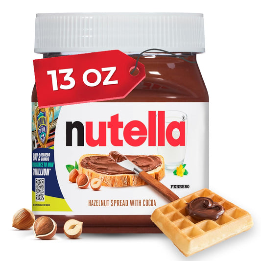Nutella Creamy Chocolate Hazelnut Spread, 13oz Jar for Breakfast & Desserts