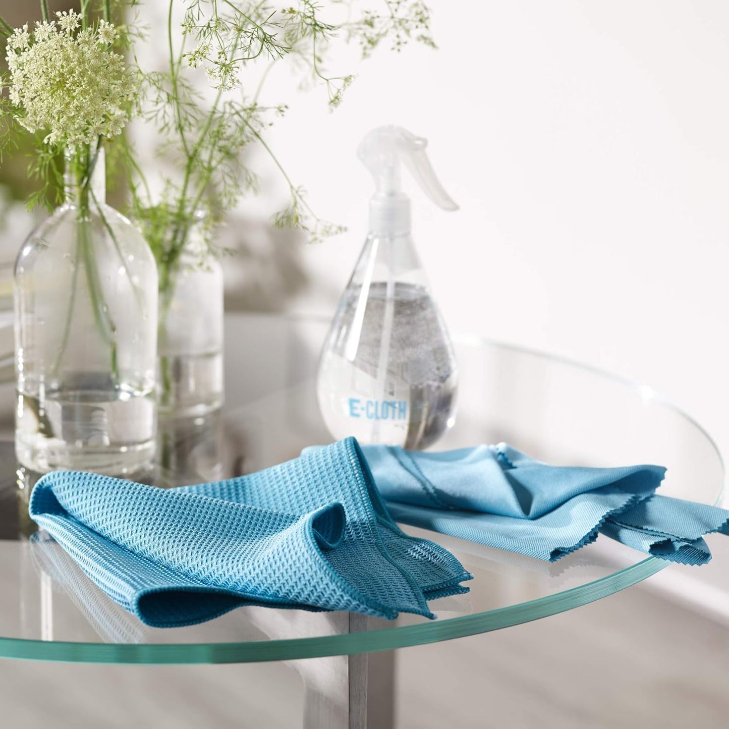 E-Cloth Microfiber Window Cleaning Cloth Kit - Glass Cleaning Cloth for Windows, Mirrors, Cars, Lenses, Eyeglasses, & More, Streak Free Clean, Machine Washable Reusable Towel - Alaskan Blue