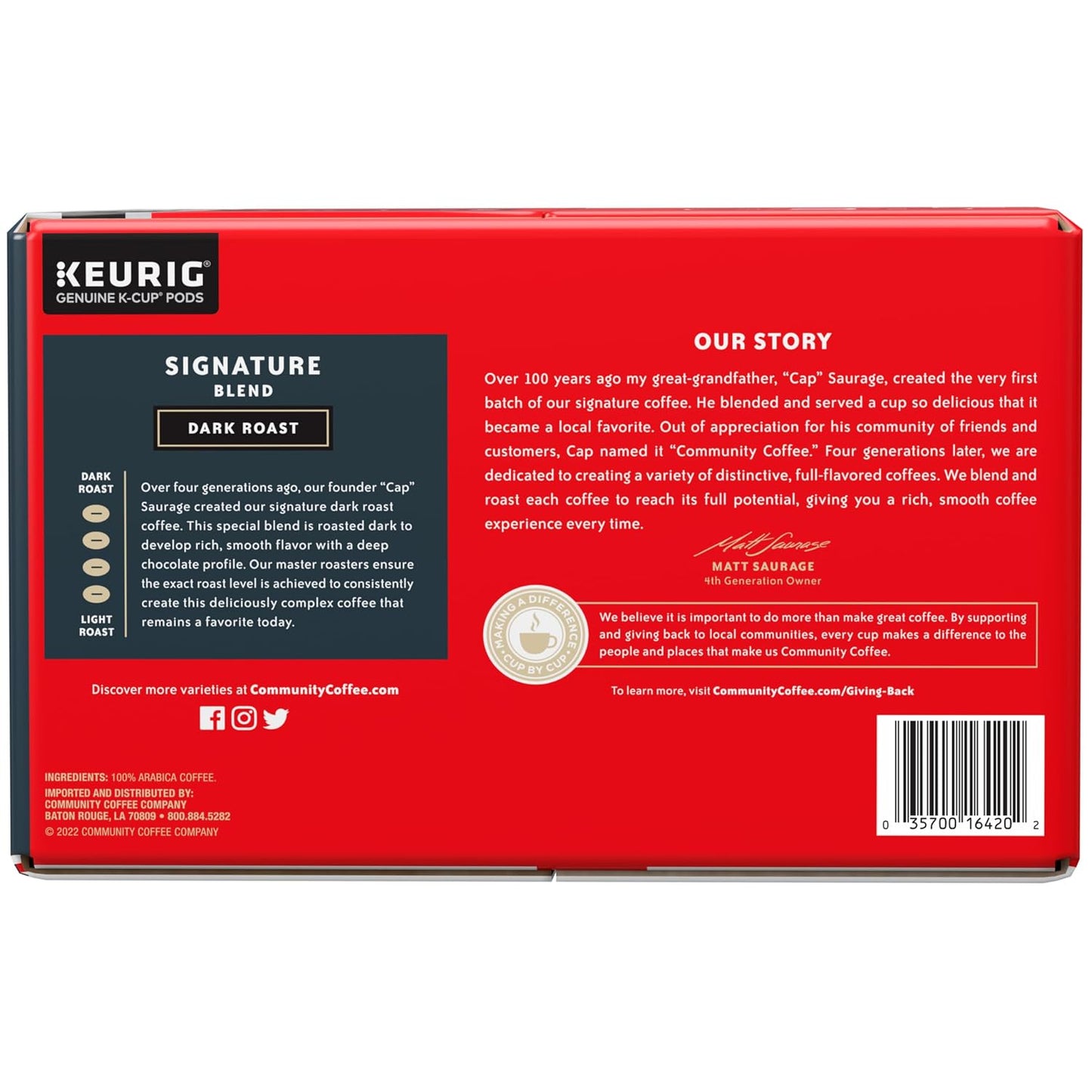 Community Coffee Signature Blend 72 Count Coffee Pods Dark Roast Compatible with Keurig 2.0 K-Cup Brewers
