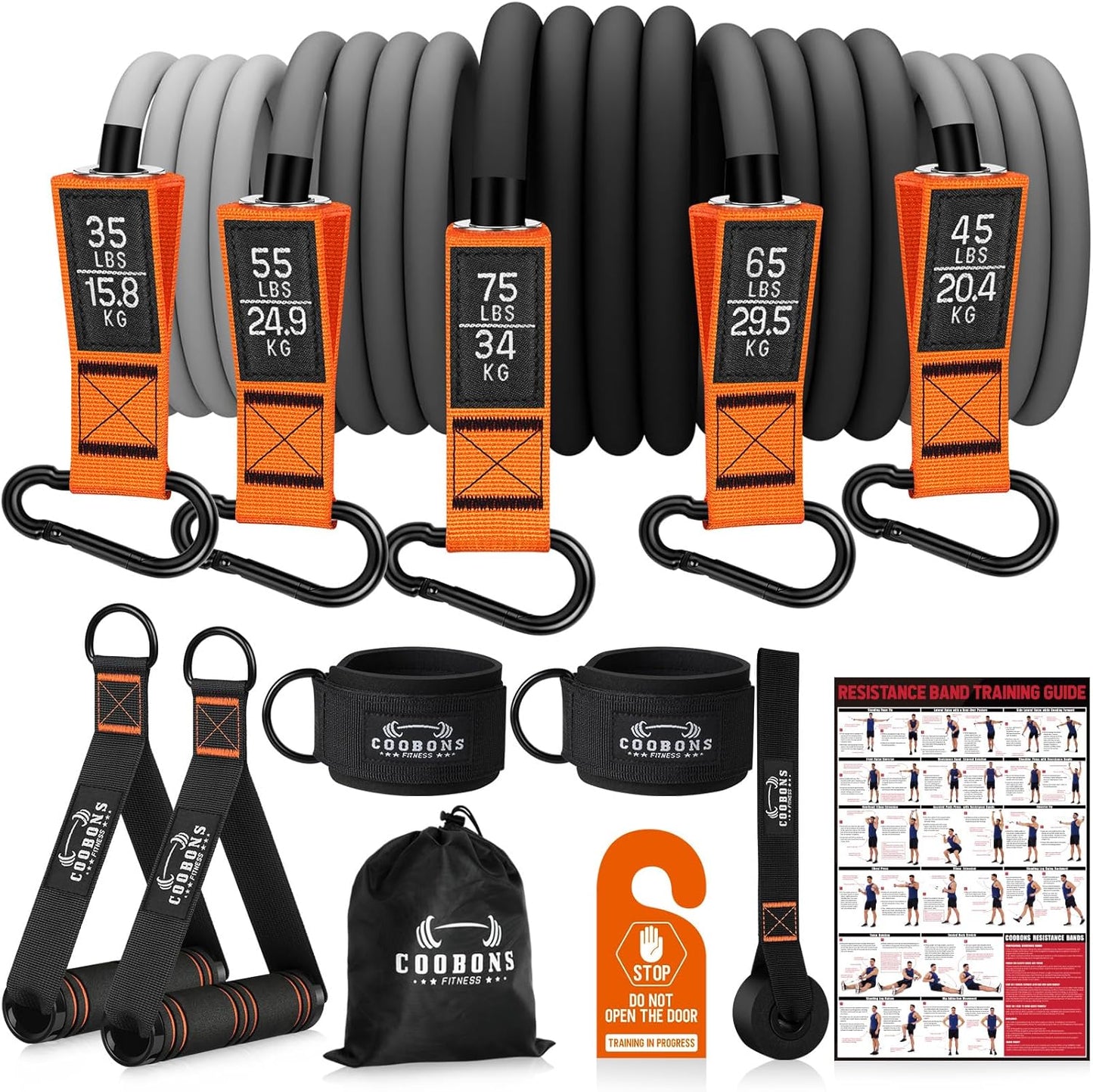 Resistance Bands with Handles, 175lb Exercise Bands for Fitness