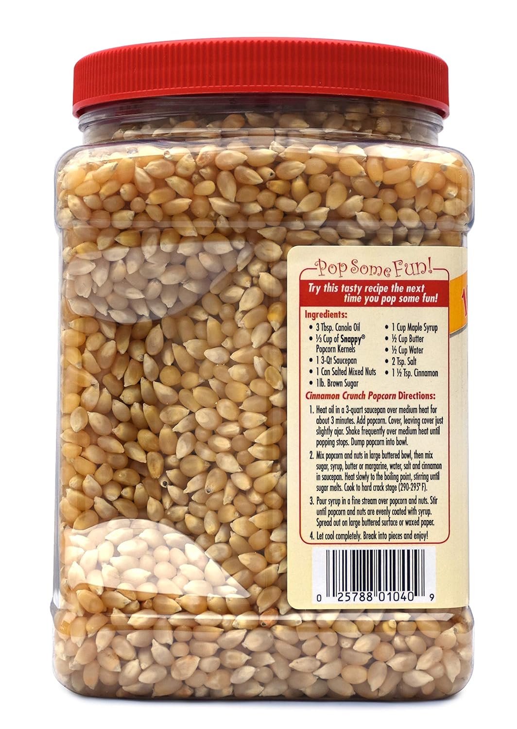 Snappy White Popcorn, 4 Pounds, Kernels, Non-GMO, Gluten Free, High Fiber Snack
