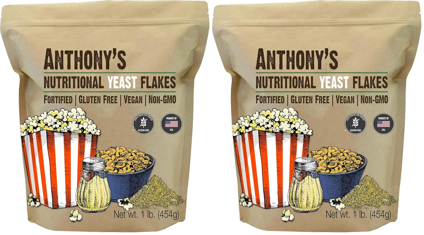 Anthony's Premium Fortified Nutritional Yeast Flakes 1 lb Gluten Free Non GMO Vegan