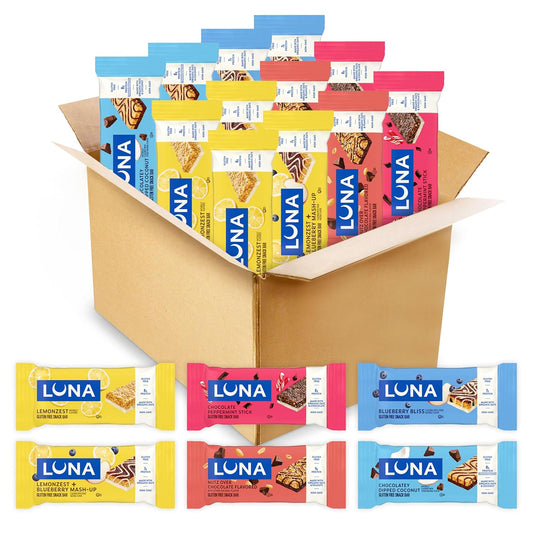 LUNA Bar Variety Pack 12 Count Gluten Free Non GMO Protein Bars
