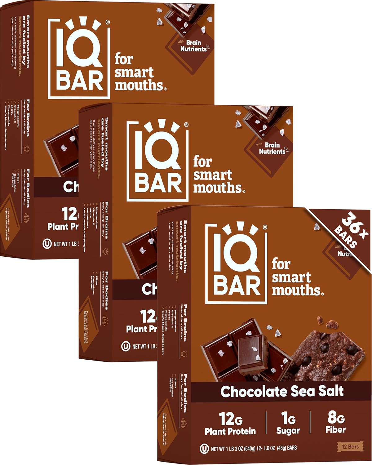 IQBAR Clean Plant Protein Bars - Peanut Butter Chip - 24 Count - Gluten and Dairy Free, Low Sugar Snack