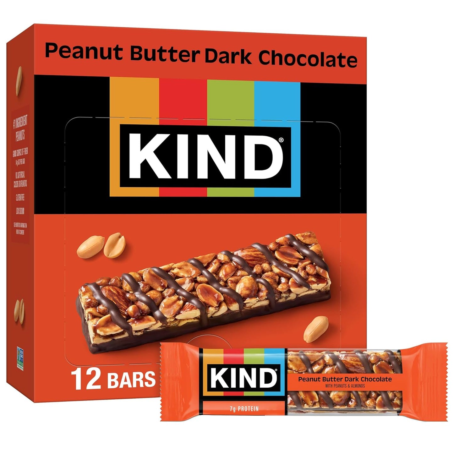 KIND Snack Bars, Caramel Almond & Sea Salt, Gluten Free, Low Sugar, High Fiber, 12 Count