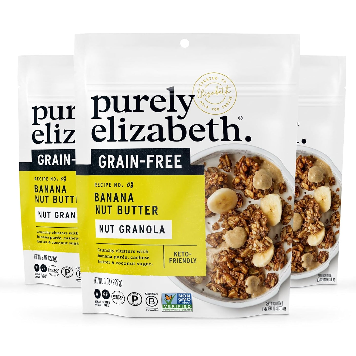 Purely Elizabeth Vanilla Almond Butter Keto Granola with MCT Oil 3 Ct 8oz Bags