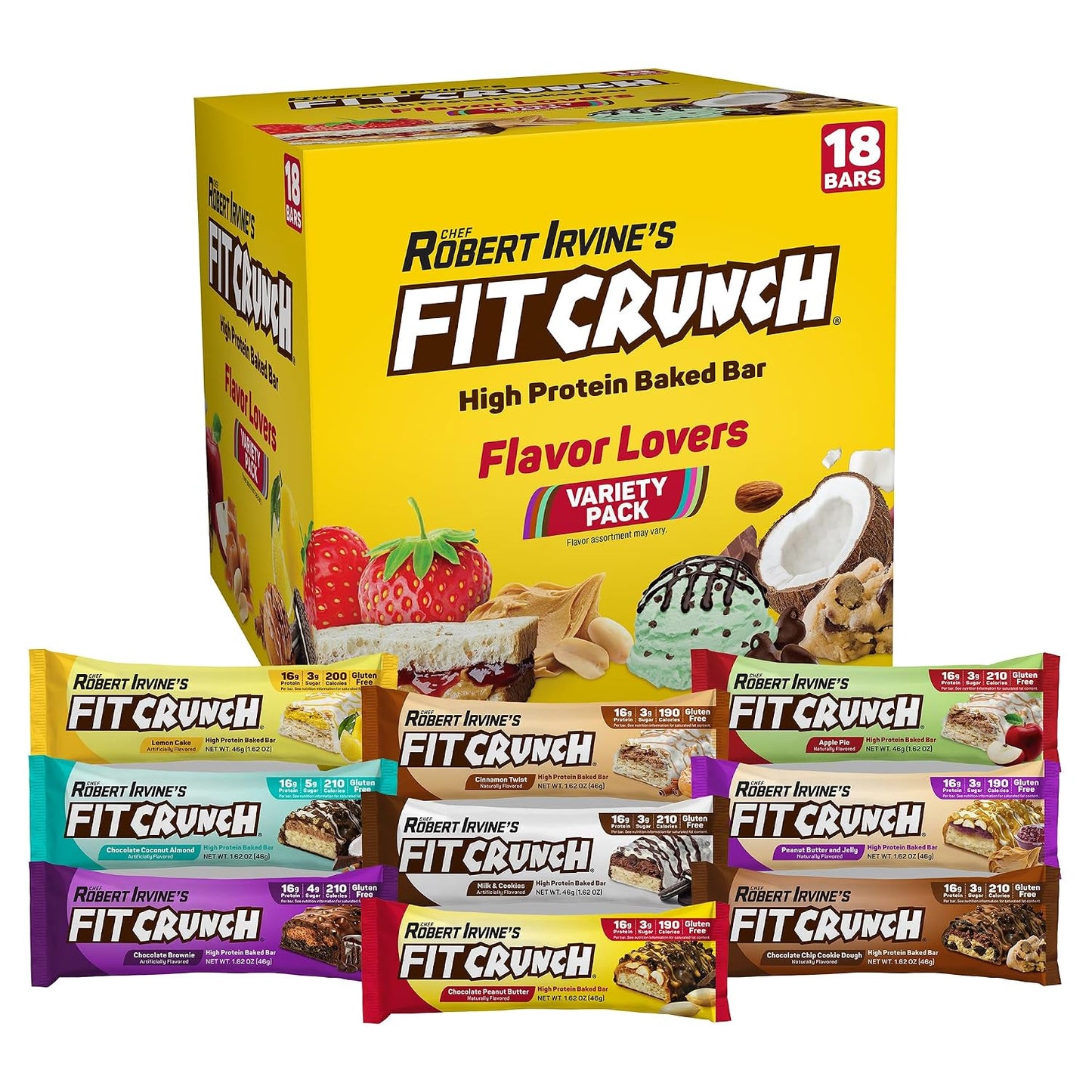 FITCRUNCH Snack Size Protein Bars, 6-Layer Baked, 18 Bars, Mint Chocolate Chip