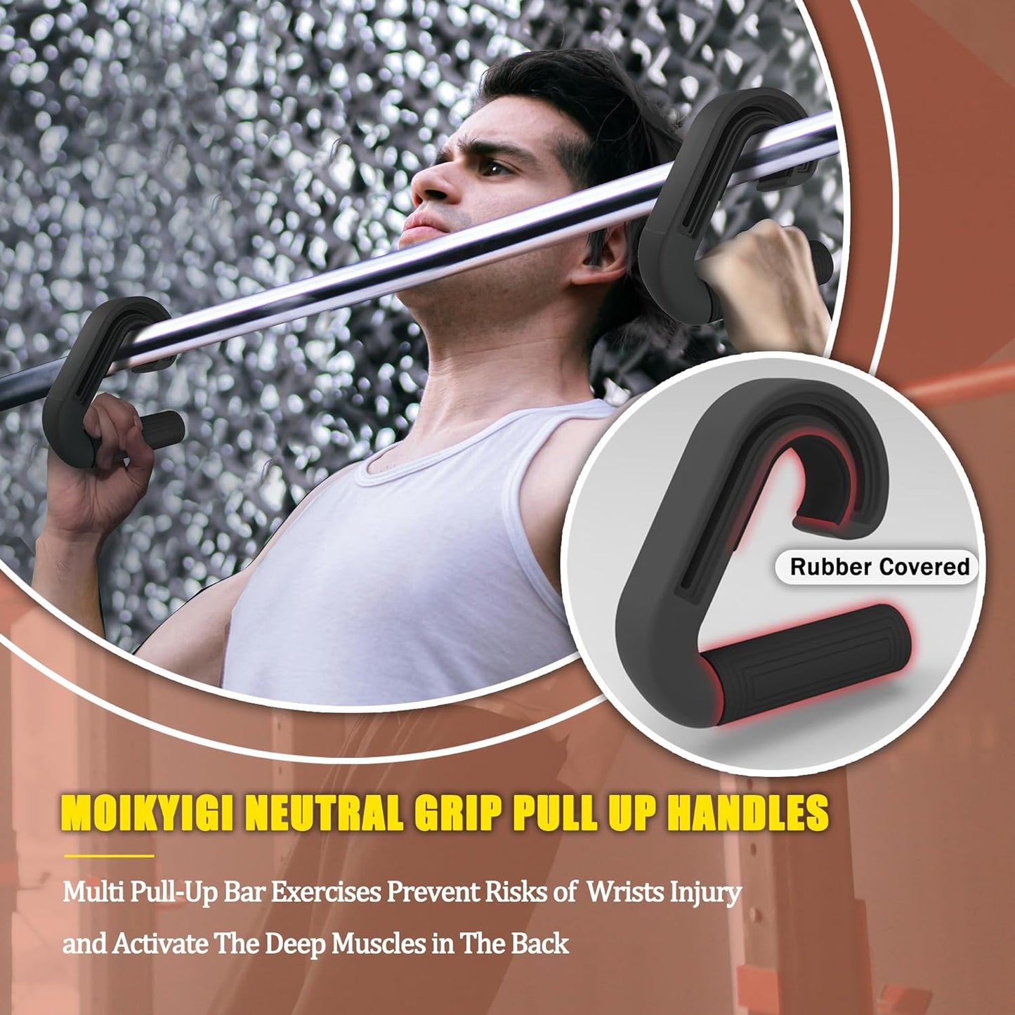 Neutral Grip Handles for Pull Up, Deadlift, Resistance Bands Home Gym Fitness
