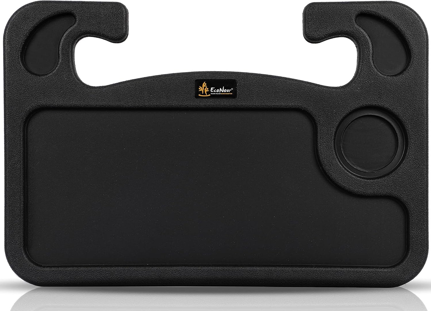 EcoNour 2 in 1 Car Steering Wheel Desk | Tray for Laptop Car Mount with Pen Holder | Desk Console for Car | Food Tray for Eating with Drinks Holder | Multipurpose Travel Car Accessories