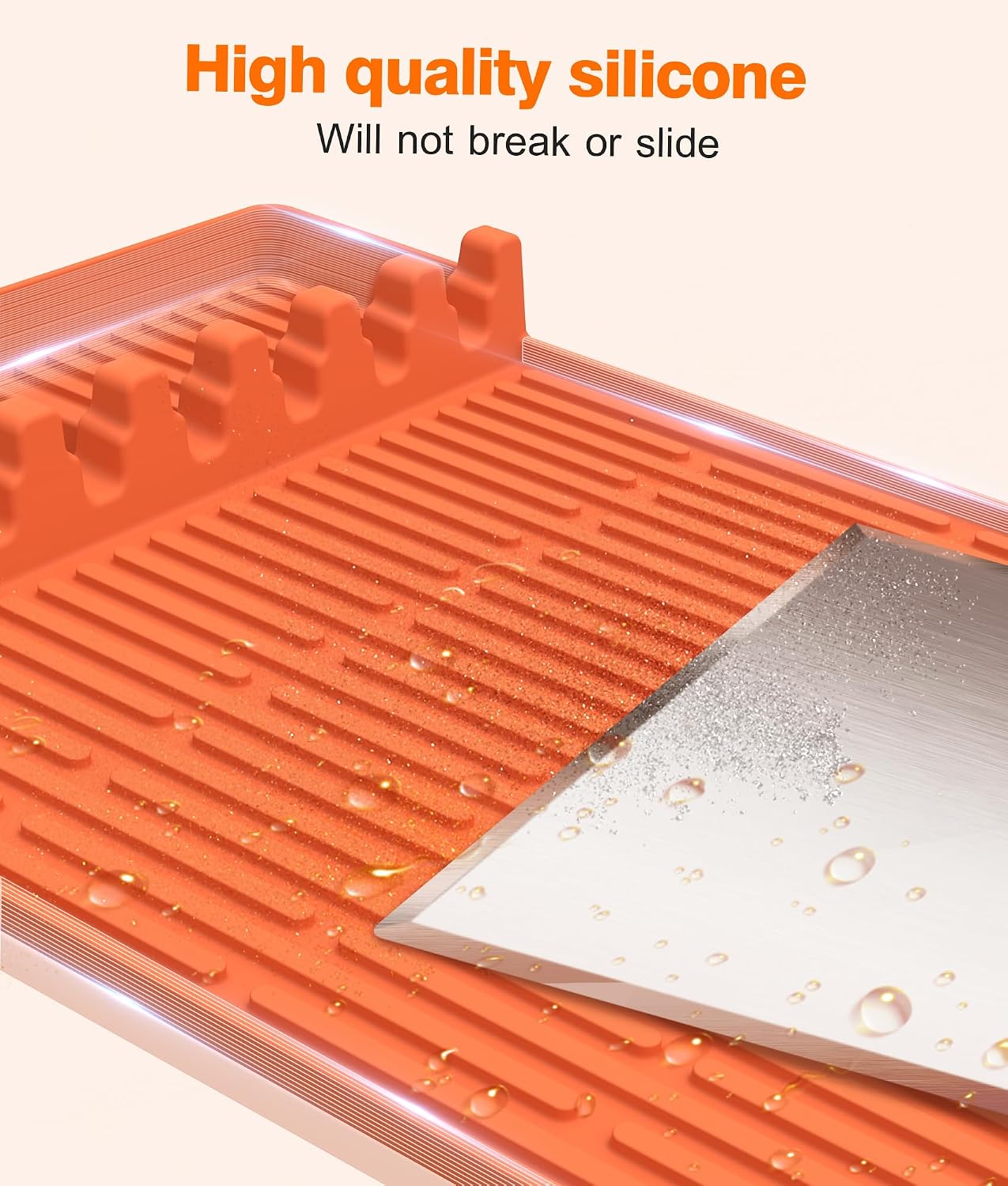 Silicone Griddle Tools Mat for Blackstone - Large Silicone Spatula Mat with Drip Pad - Griddle Mats BBQ Grill Accessories - Blackstone Griddles Accessories, Gifts for Men(Orange)