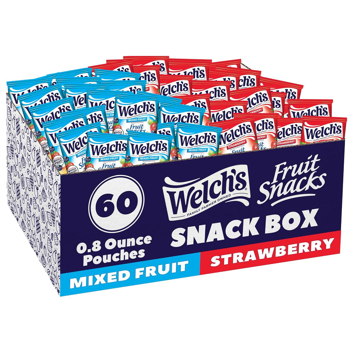 Welch's Fruit Snacks, 60-count snack box, 0.8oz packs, gluten free, vitamin C, A & E