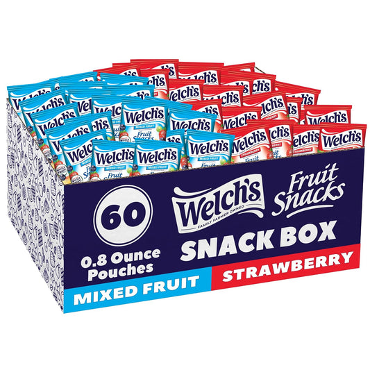 Welch's Fruit Snacks, 60-count snack box, 0.8oz packs, gluten free, vitamin C, A & E