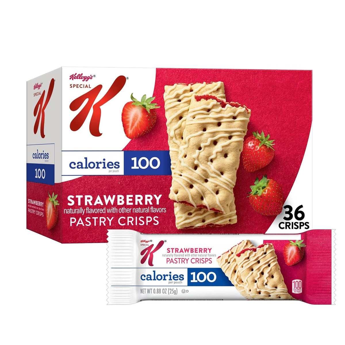 Special K Bar Pastry Crisps, 100 Calories, Breakfast Bars, Value Size, Strawberry, 15.84oz Box