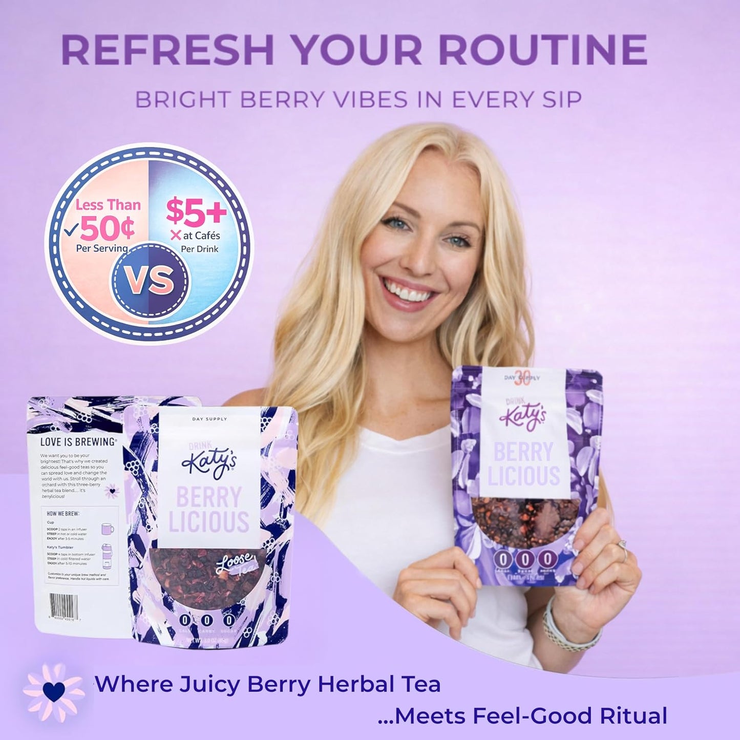 Katy's Berry Loose Leaf Tea - Hibiscus, Blueberry & Cranberry - Fruity Herbal Tea