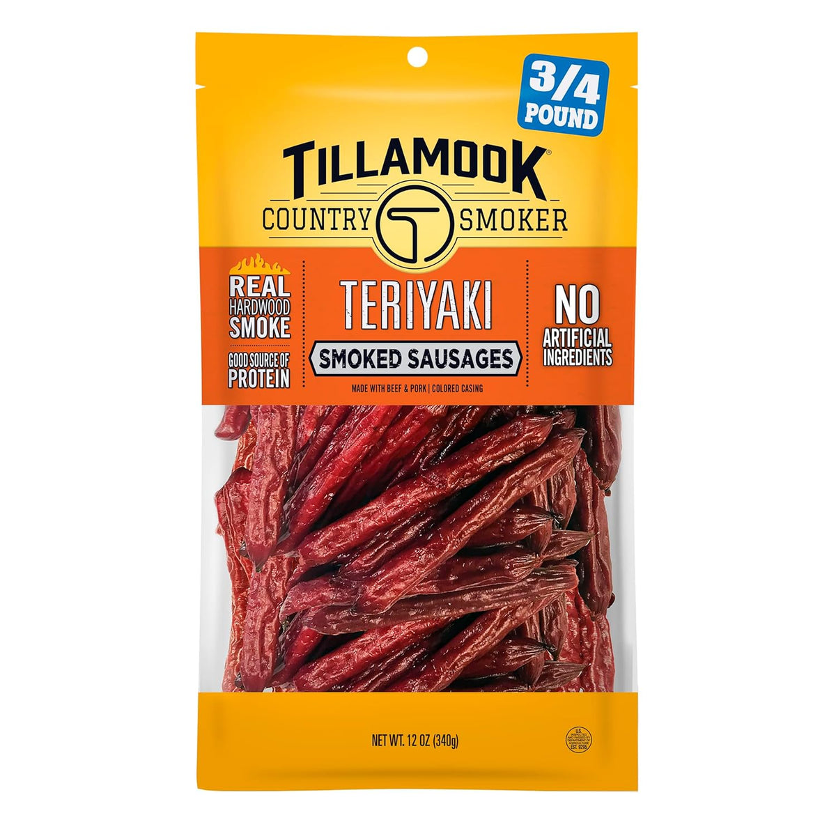Tillamook Country Smoker Real Hardwood Smoked Sausages Teriyaki 12 Ounce