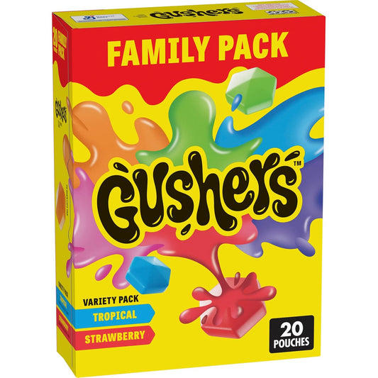 Gushers Gluten-Free Fruit Flavored Snacks Variety Pack, 20ct, 16oz, Strawberry and Tropical Flavors