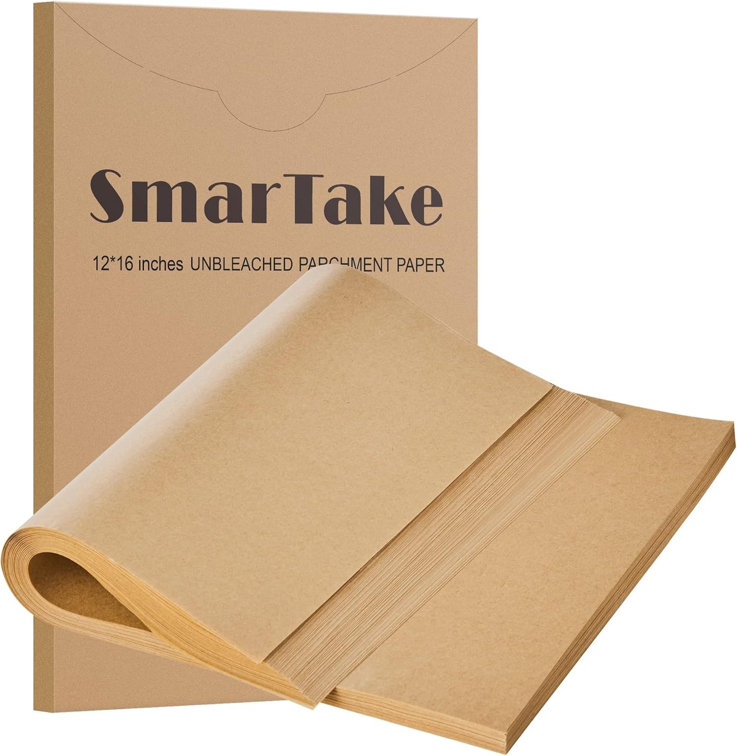SMARTAKE 200 Pcs Parchment Paper Baking Sheets, 12x16 Inches, Non-Stick | Unbleached Pre-Cut Greaseproof Baking Parchment, Oven Safe up to 450°F, for Grilling Frying Steaming Bread Cup Cake Cookies