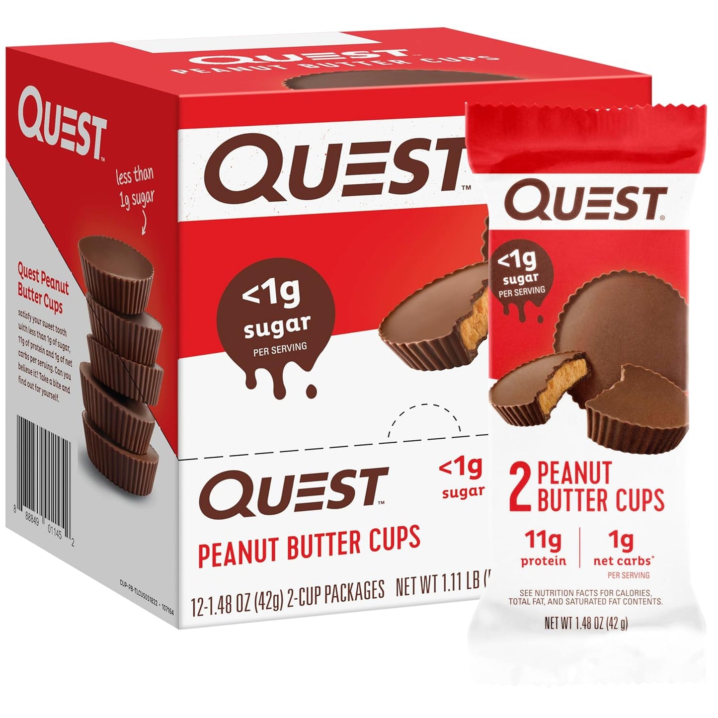 Quest Nutrition Peanut Butter Cups, 11g protein, low carb, gluten free, keto friendly, 12 count