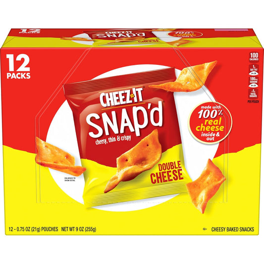 Cheez-It Snap'd Cheese Cracker Chips, Thin Crisps, 9oz Box (12 Pouches)